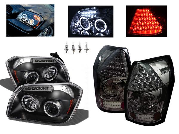 送料無料⭐︎ダッジ マグナム LED スモーク コンビ テール ランプ 左右セット ダッジ マグナム インナーブラック LEDイカリング ヘッドライト