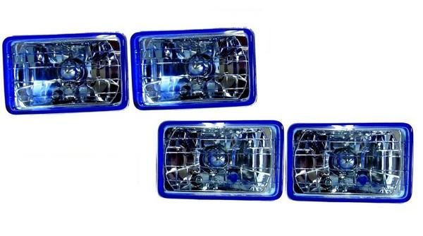 角目4灯セット 角 ブルークリスタル ヘッドライト 青 ガラス