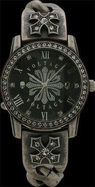 ヴォルテージ VOLTAGE メンズ 腕時計 VO-021S スカル クロス コンチョ メタルブレスレット クオーツ 防水 ジルコニア かっこいい  おしゃれ ロック ボルテージ