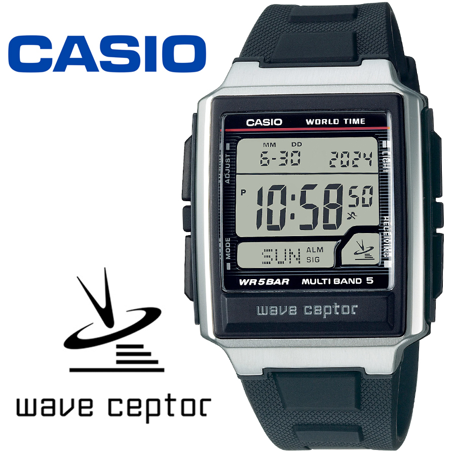 カシオ 腕時計 電波 wave ceptor デジタルマルチバンド5 ワールドタイム ストップウォッ...