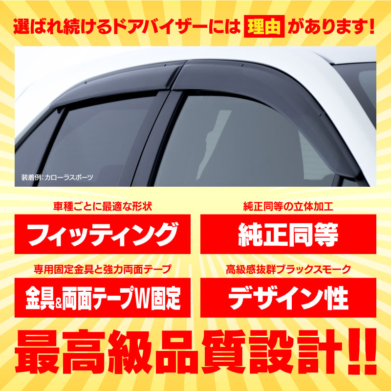 AZ) ドアバイザー 金具付き ヤリス MXPH10/MXPA10/KSP210/MXPA10 R2.2〜 純正同形状 車種専用設計 換気 雨除けに  ブラック 車1台分 4枚セット アズーリ : 1872190001 : AUTO PARTY - 通販 - Yahoo!ショッピング