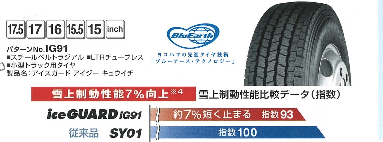 225/75R16 118L IG91 YOKOHAMAスタッドレスタイヤ トラック用 法人様