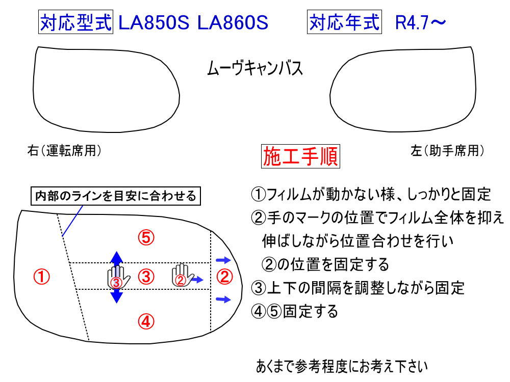 8-9右ライト裏割れ　ステー傷　左ライト無傷　ムーヴキャンバス 左右セット ムーヴ ヘッドライトプロテクションフィルム (ムーブキャンバス LA850S