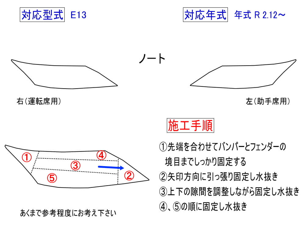 ノート ヘッドライトプロテクションフィルム (ノート E13) 車種専用