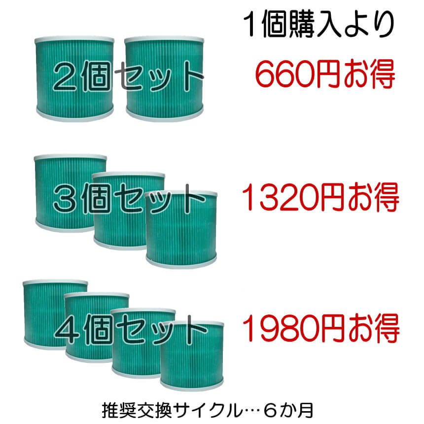 cado 相互交換　HEPAフィルター 未使用２個 交換用フィルター (H-2S専用) ☆2個セット☆ 4層 HEPA