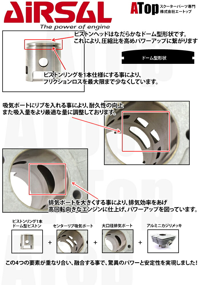 ワイズギア スペイン製 AIRSAL アルミニカジルメッキ ボアアップ