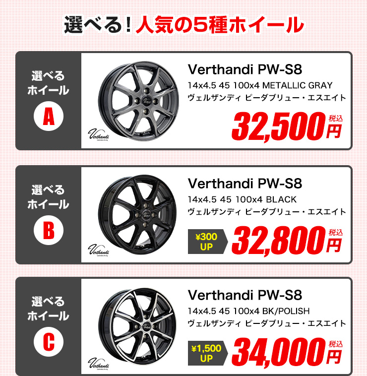 155/65R14 ホイールが選べる 軽自動車用サマータイヤホイールセット