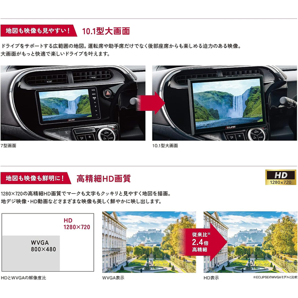 ECLIPSE HSシリーズ AVN-HS01F カー用品 カーナビ 車用 オーディオ一体型ナビ VICS WIDE SD CD DVD  Bluetooth AppleCarPlay対応 デンソーテン DENSO TEN