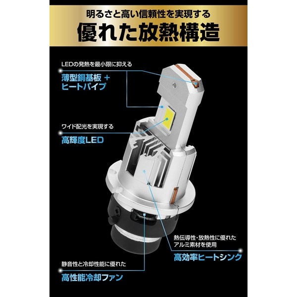 爆買 カーメイト GIGA BW903 LEDヘッドバルブ D10 6000K D2S : オート