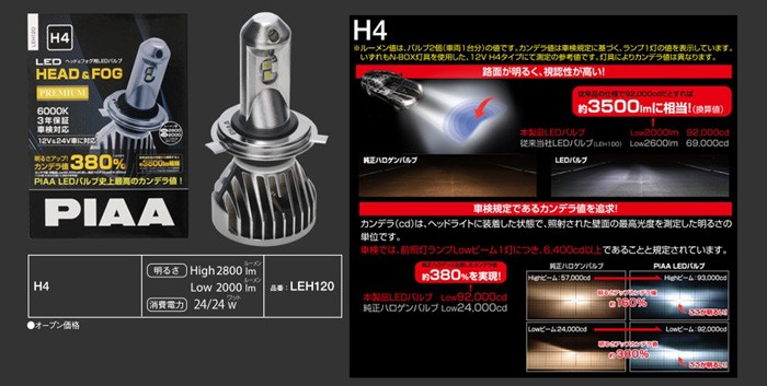 PIAA LEH LEDヘッドライト プレミアム H4 Hi/Low k 車検対応 3