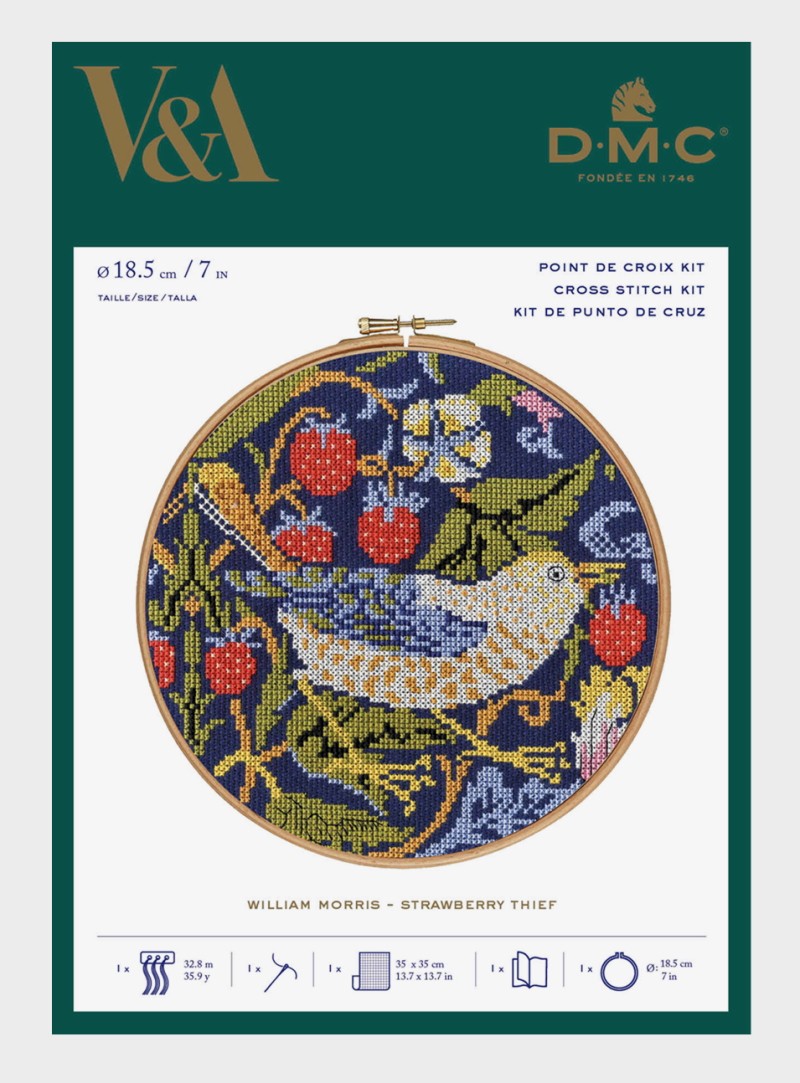 BL1174-77【DMC】いちご泥棒（ウィリアム・モリス) 刺しゅう クロスステッチキット William Morris−Strawberry  Thief−◇◇【C3-7-110-1】U-NG : bl1174-77 : アベイル・コマドリ - 通販 - Yahoo!ショッピング