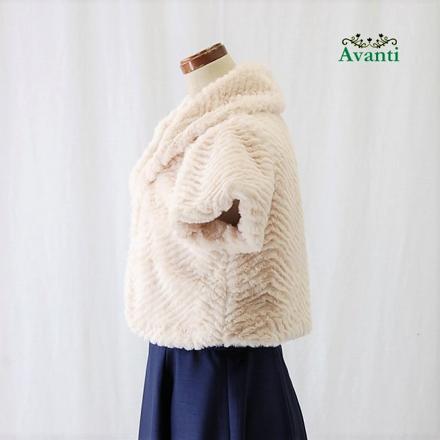 LANVIN ファー付きボレロ ベージュ F キレイめ 羽織り 可愛い IMPERIAL ボレロ 結婚式 ファー ボレロ フォーマル ドレス 羽織り