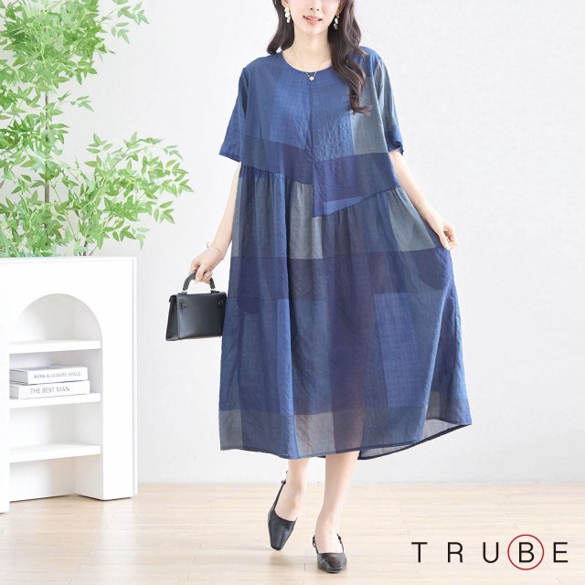 半袖ひざ丈ワンピース ブルーレーベル 新品 ブルーレーベルクレストブリッジ BLUE LABEL CRESTBRIDGE 半袖