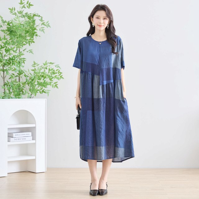 デートにも◎タイトワンピース 半袖 ブルー ワンピース フロントジップ半袖デニムワンピース｜WOMEN｜250ISC13-490D
