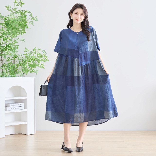 【新品】現行品　ワンピース半袖チェック120 op279_2.jpg