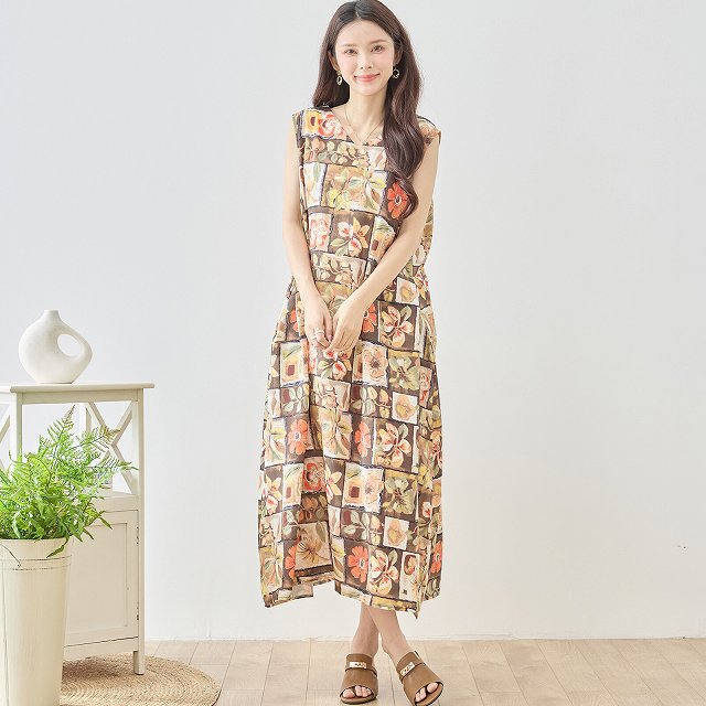 TRUBE ワンピース ノースリーブ ロングワンピース チュニック