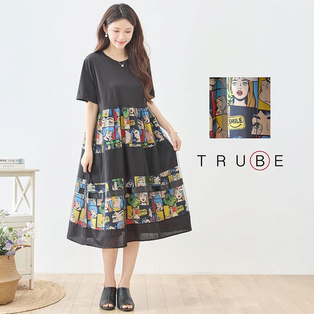 TRUBE ワンピース 半袖 フレアー レディース チュニック アメリカン