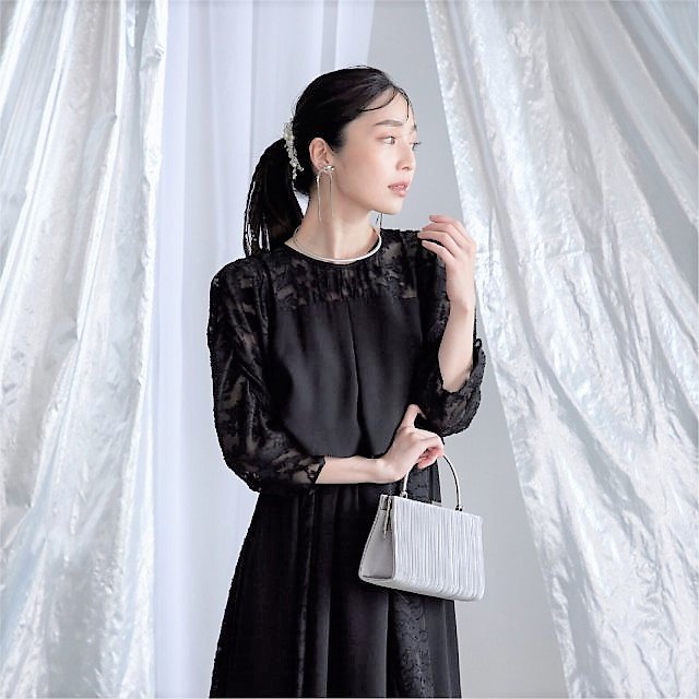 Sweet As ワンピース 結婚式 パーティードレス ミモレ丈 袖あり 披露宴