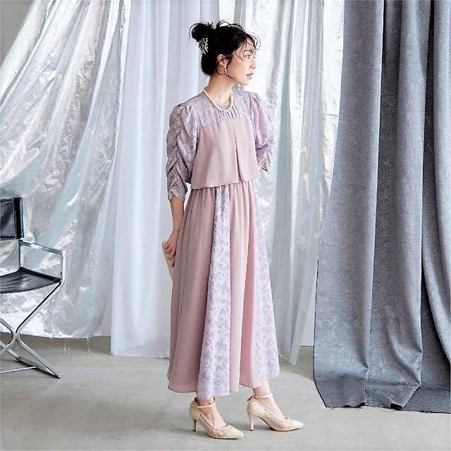 Sweet As ワンピース 結婚式 パーティードレス ミモレ丈 袖あり 披露宴