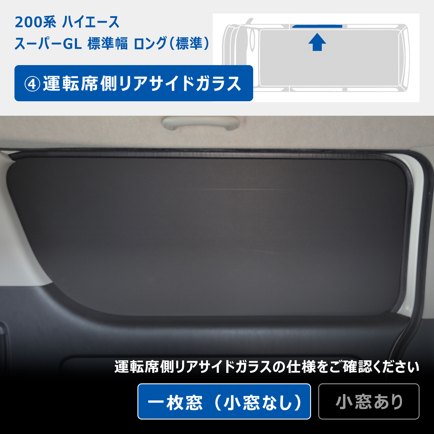 200系 ハイエース スーパーGL 標準幅 ウィンドウパネル 5面セット ｜ 窓 パネル サンシェード ボード カーテン 遮光 車中泊 内装 パーツ カスタム プロダックス | プロダックス | 06
