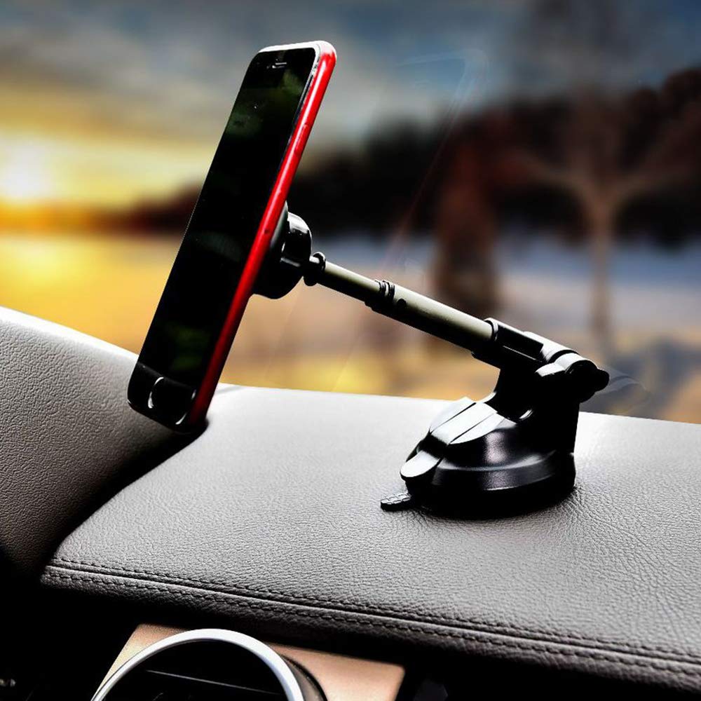 マグネット式 車載スマホホルダー 粘着ゲル吸盤で設置 伸縮アーム