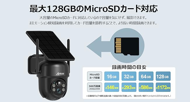 防犯カメラ 屋外 ソーラー ワイヤレス 監視カメラ 500万画素 高効率