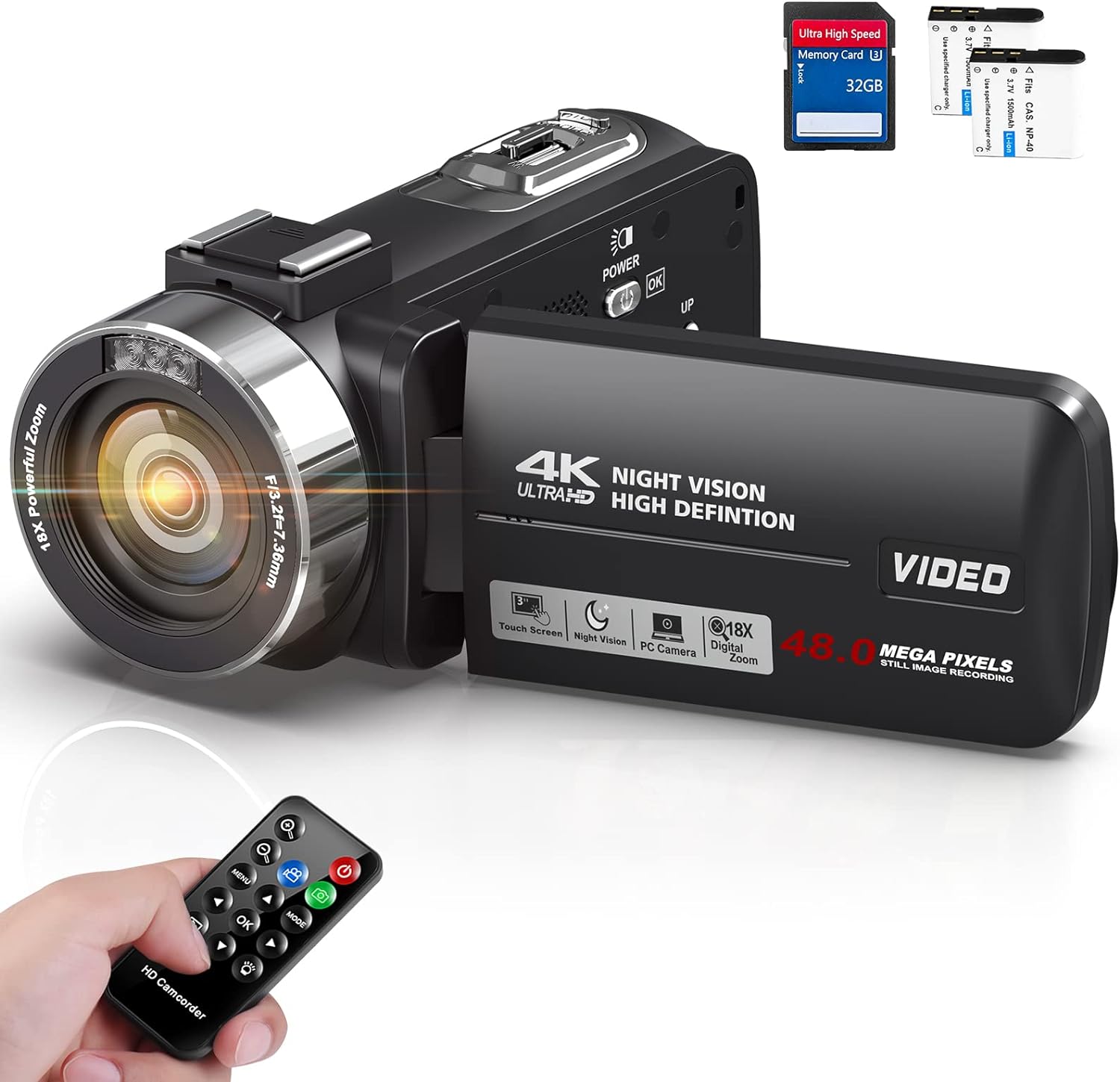 美品）4kビデオカメラHDR48pm/4800万画素 IR夜視機能/マイク付 美品）4kビデオカメラHDR48pm/4800万画素 IR夜視機能/マイク付