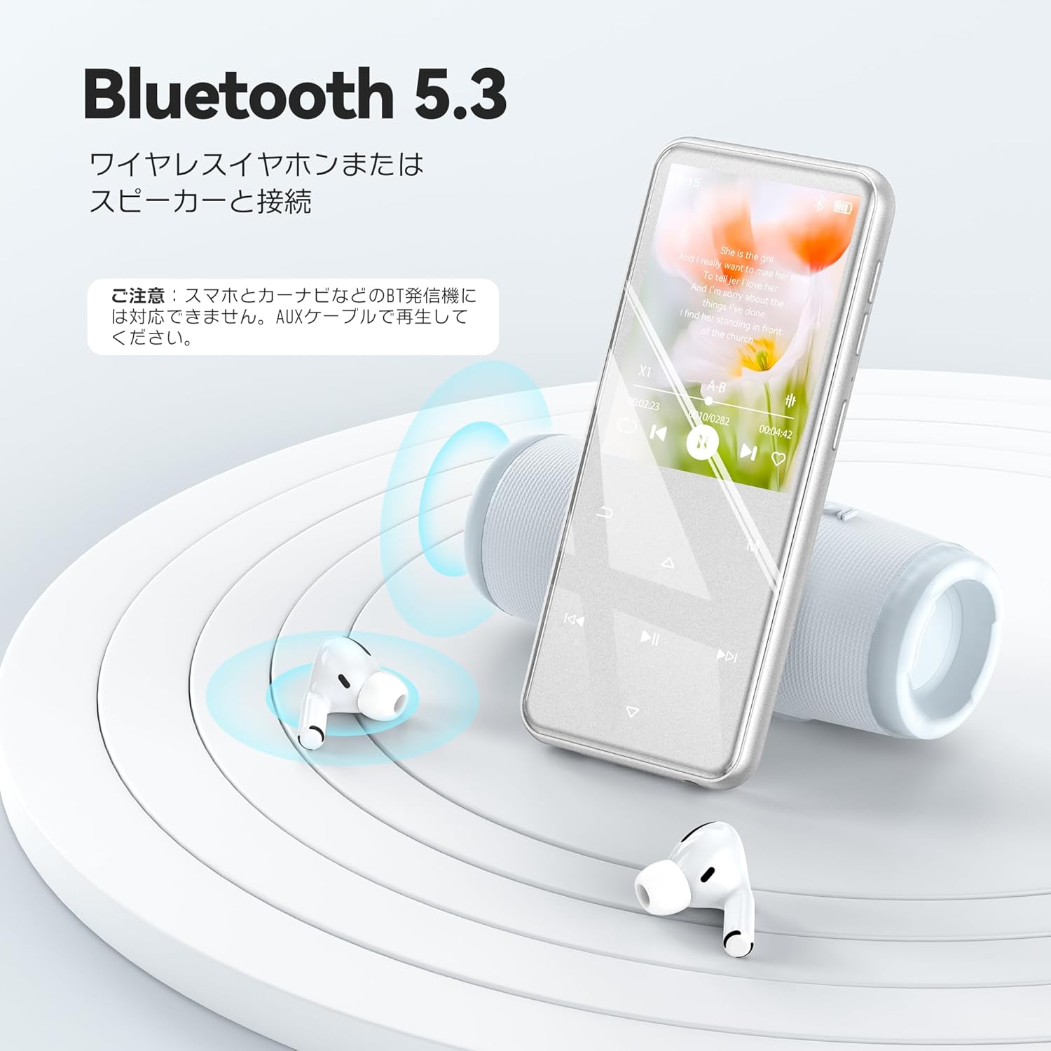 MP3プレーヤー Bluetooth5.3 64GB内蔵 スピーカー搭載 HiFi音質 2.4