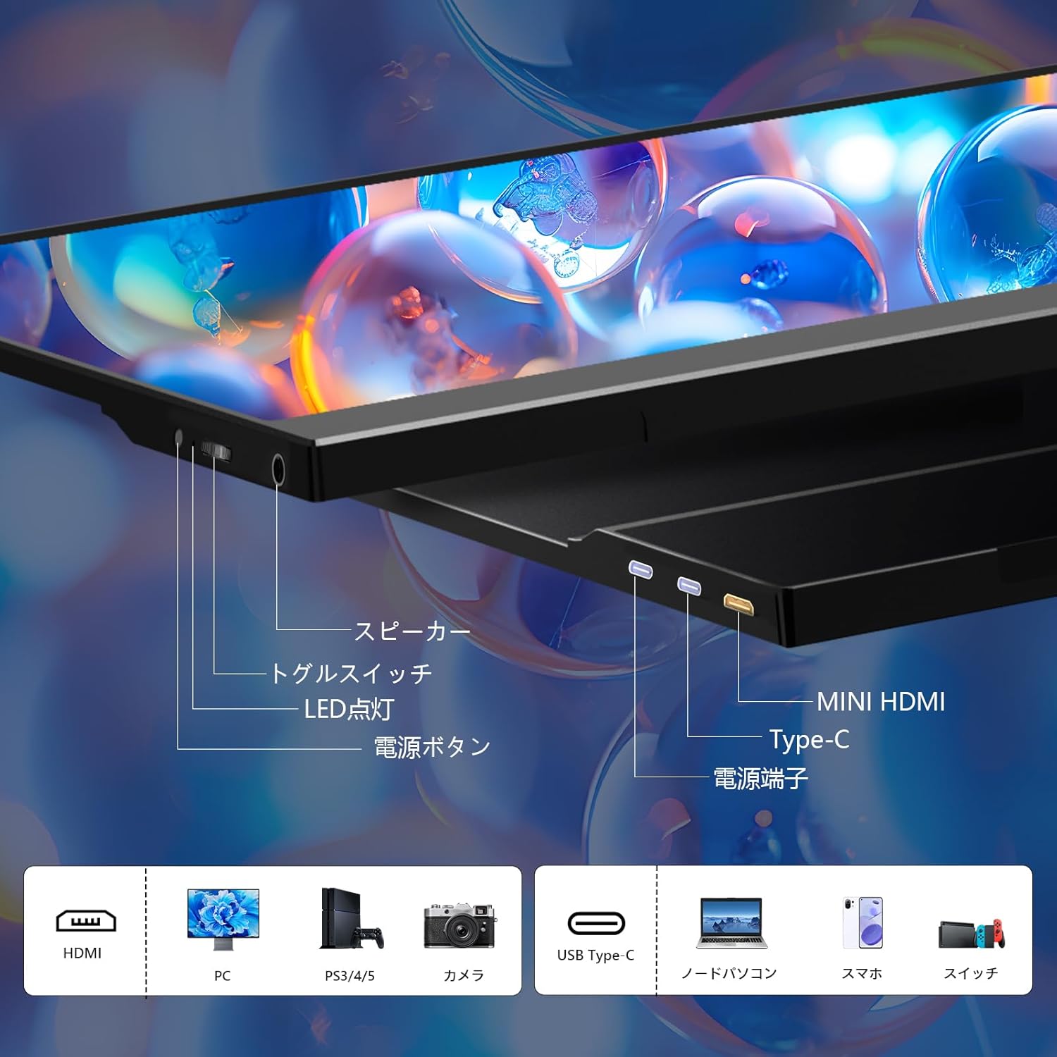 モバイルモニター 15.6インチ ポータブルモニター IPS液晶パネル 非