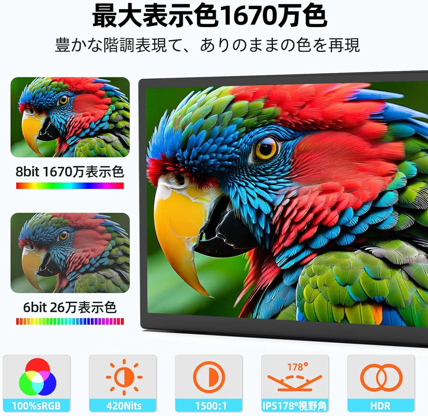 モバイルモニター 10.5インチ タッチパネル 10点タッチ 高輝度420nits