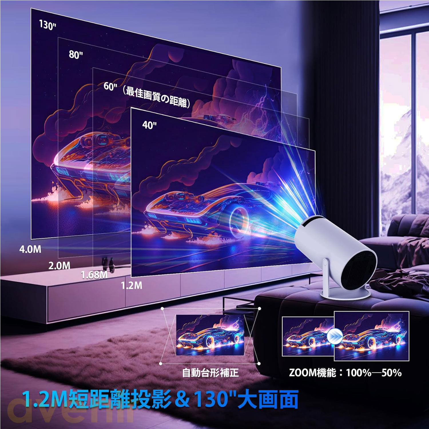 プロジェクター 小型 4K対応 Android TV 11.0 高輝度 自動台形補正 