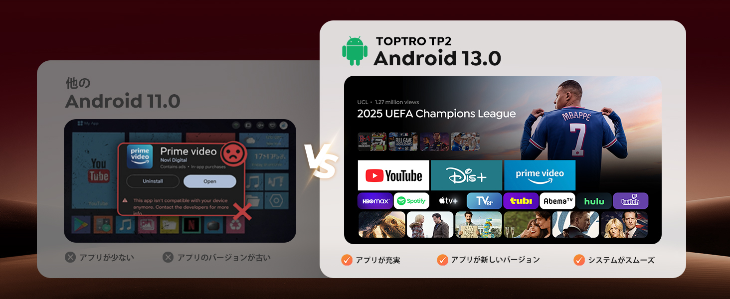 プロジェクター Android TV 搭載 小型 家庭用 短距離投影 30000LM