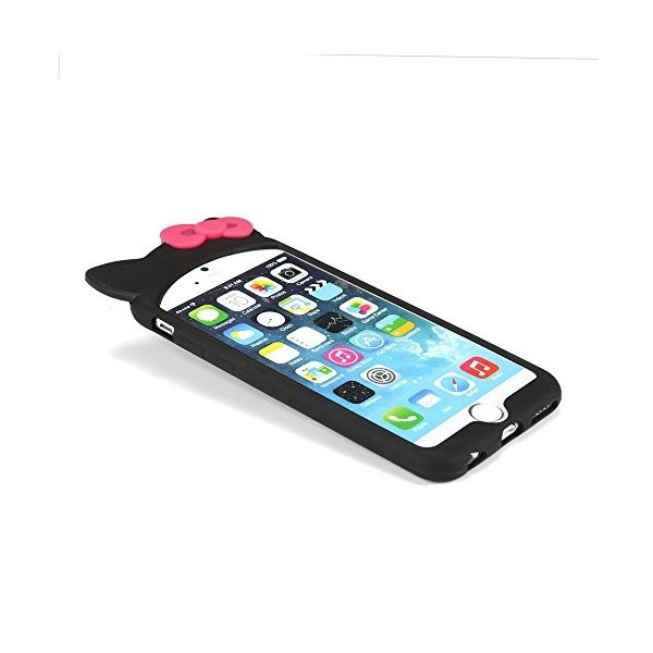 iPhone6 (4.7インチ) 猫耳タイプ リボン シリコン ケース カバーオリジナル液晶保護フィルム&クリーナーセット 