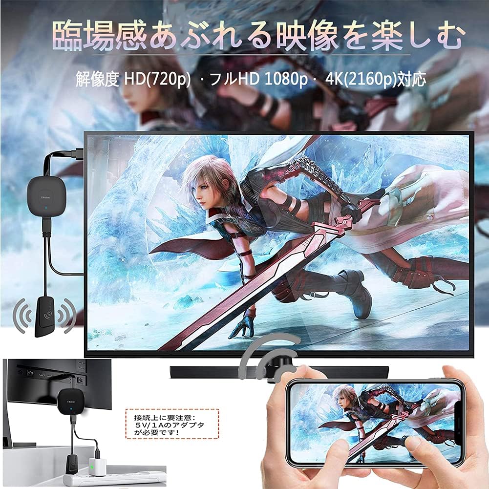 HDMI 変換 アダプタ 無線 携帯画面をテレビに映す iphone ミラーリング