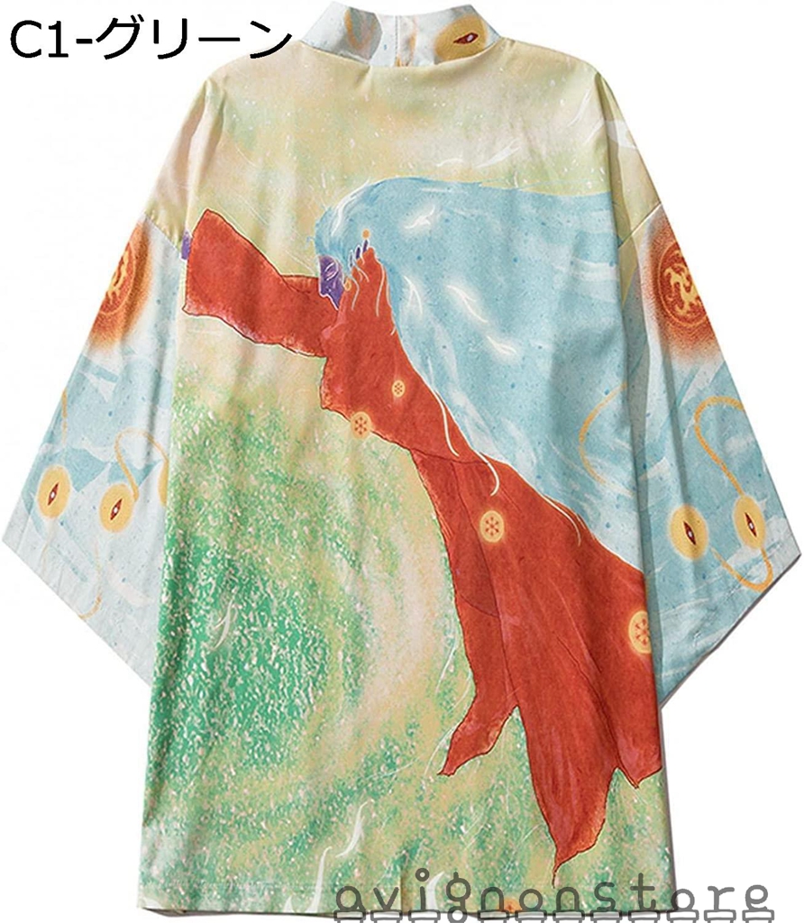 メンズ 羽織り和風 和式パーカー Ｔシャツ 七分袖 カーディガン長袖 薄手 法被 和柄 ゆったりプリント 日焼け止め カットソー レトロ  :11j0bb58:ひよりセンター 通販 