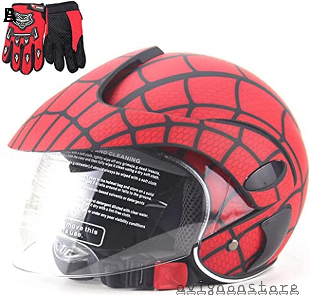 子供用バイク ヘルメット スパイダーウェブキッズハーフヘルメット グローブ電動バイク スクーター 原付 ヘルメット 男 子女 ヘルメット  :c8sp44om:ひよりセンター 通販 