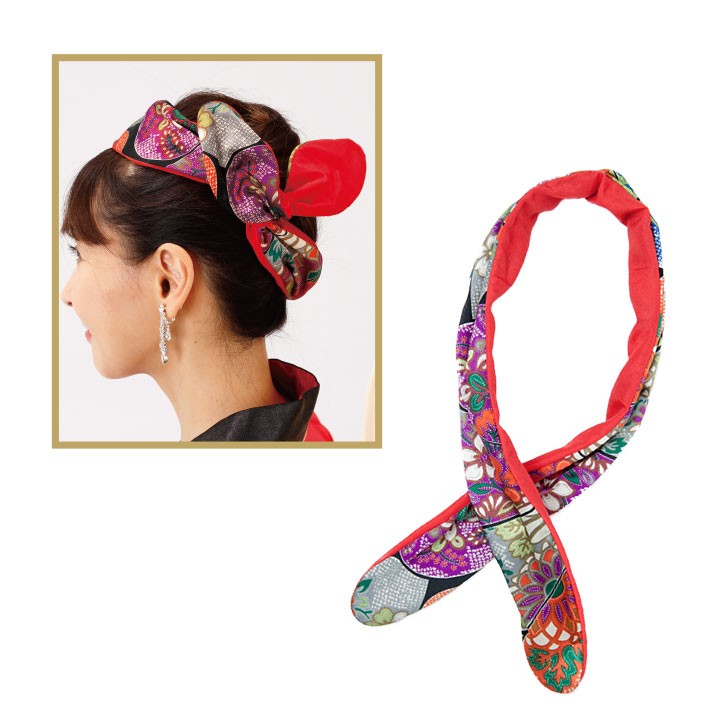 即納☆ ヘアアクセサリー カチューシャ ワイヤーリボン 和柄