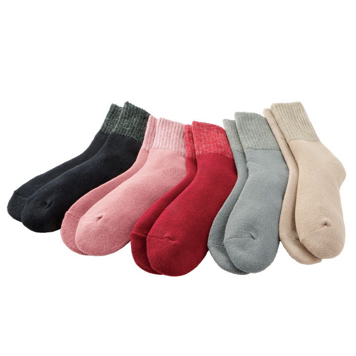 毛足 ながい 裏起毛 ぬくぬく ソックス 5色組 Z1855 レディース 靴下