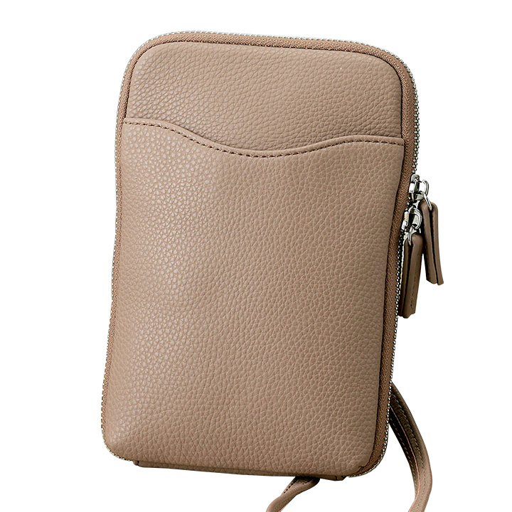 グレージュleatherアコーディオン長財布クロスショルダー グレージュleatherアコーディオン長財布クロスショルダー 財布・ケース