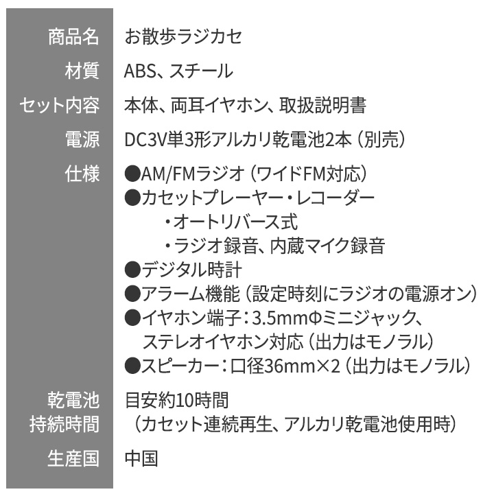 パンセアラミュージック　聴音　ステップ1.2.3.5.7の5セットCD付き お散歩ラジカセ [Z3210] ラジオ カセットテープ 録音 軽量 お出かけ AM