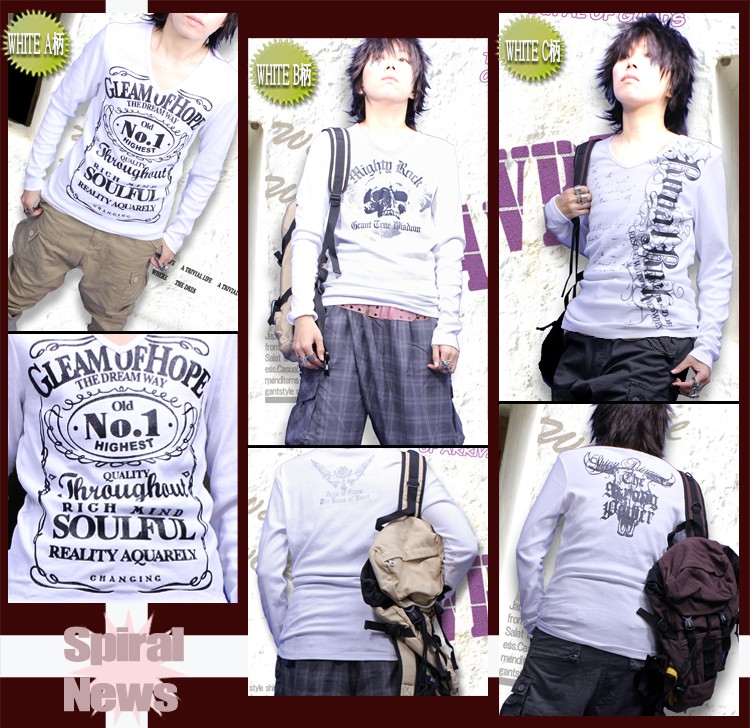 Tシャツ メンズ カットソー 黒 白 長袖Tシャツ お兄系 : ギフト専門