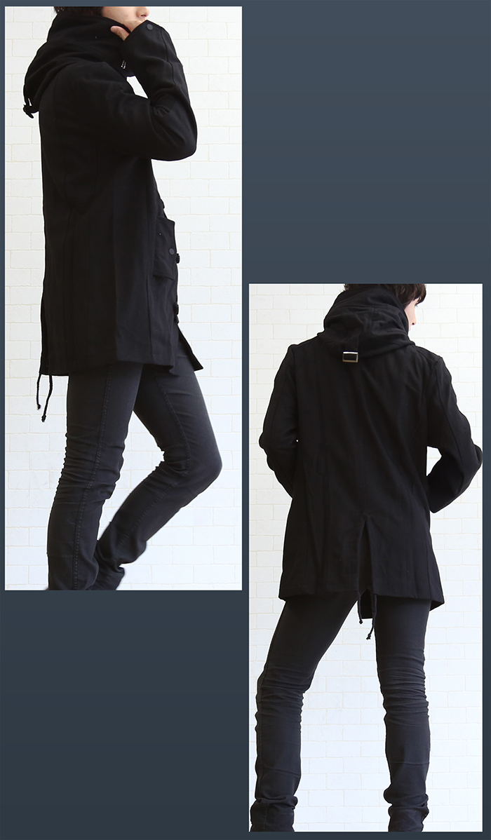 モッズコート メンズ アウター ハイネック フード付き ロング丈 コート