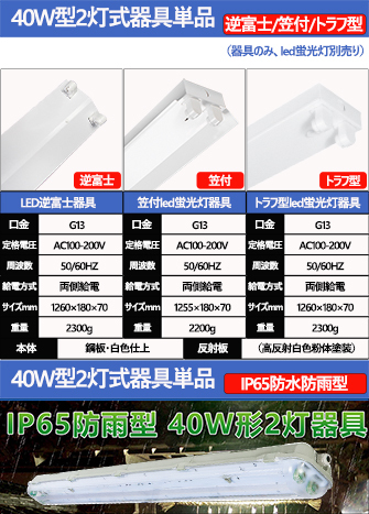 ４本 逆富士器具 LEDベースライト 40W形 LED 逆富士器具 40W形2灯式 LEDベースライト G13 逆富士照明器具 LEDベースライト  LED蛍光灯器具 LEDベースライト40w型