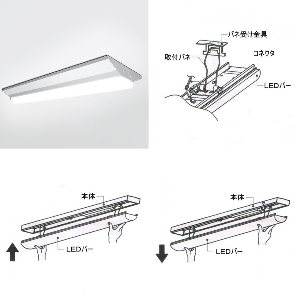 逆富士型 LEDベースライト 20W形 2灯相当 25W 4000lm 直管LED蛍光灯 器具一体型 一体型照明 天井直付型 薄型 防震 防虫  逆富士型 LED照明器具【2年保証!】昼白色