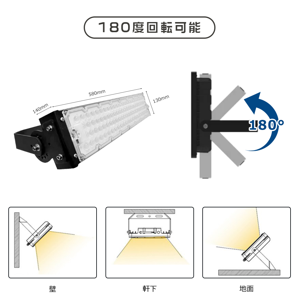 LED投光器 300W 60000LM LED作業灯 3000W相当 投光器 LED 屋外