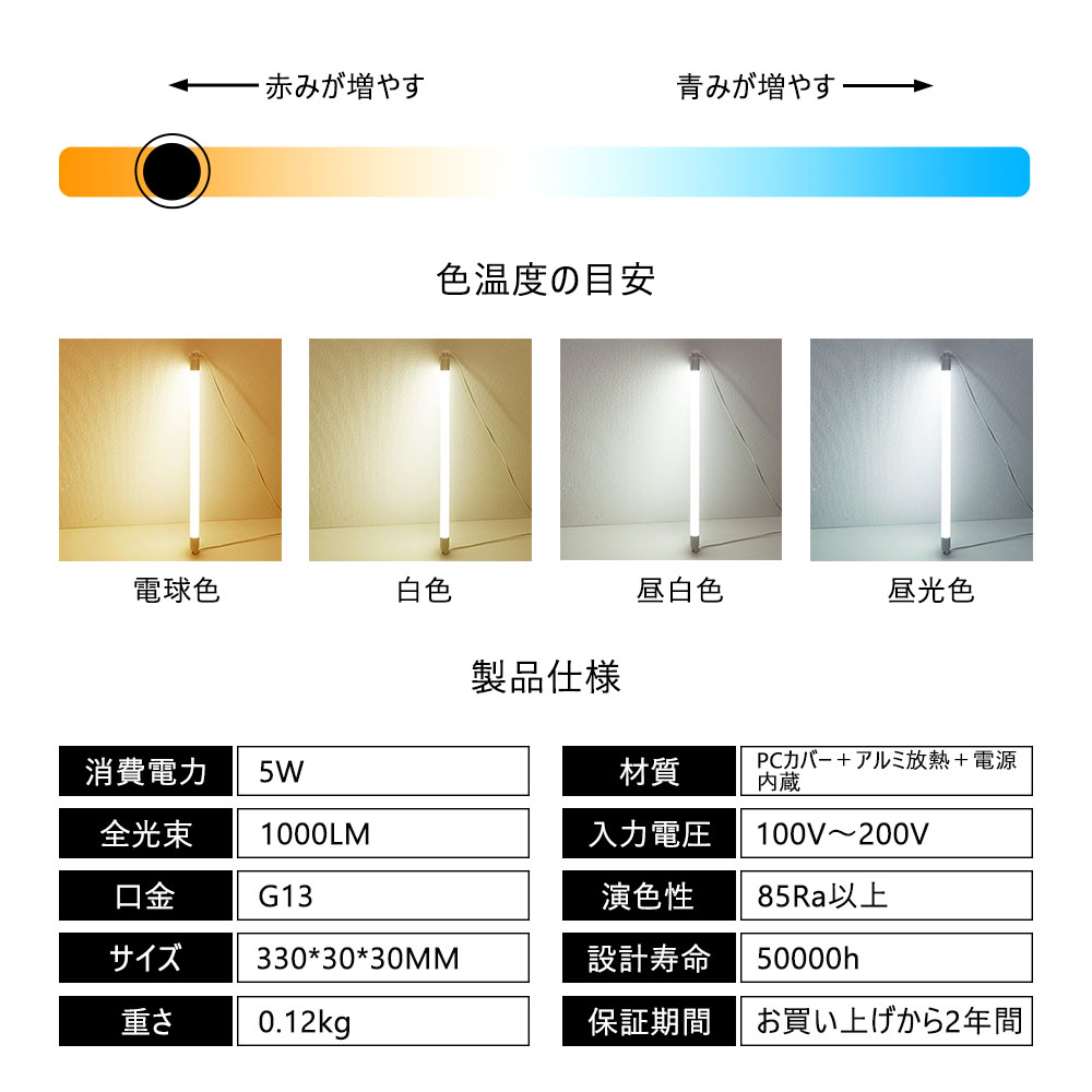 LED蛍光灯 10W形 led直管 照明 FL10 グロー式工事不要 直管型LEDランプ