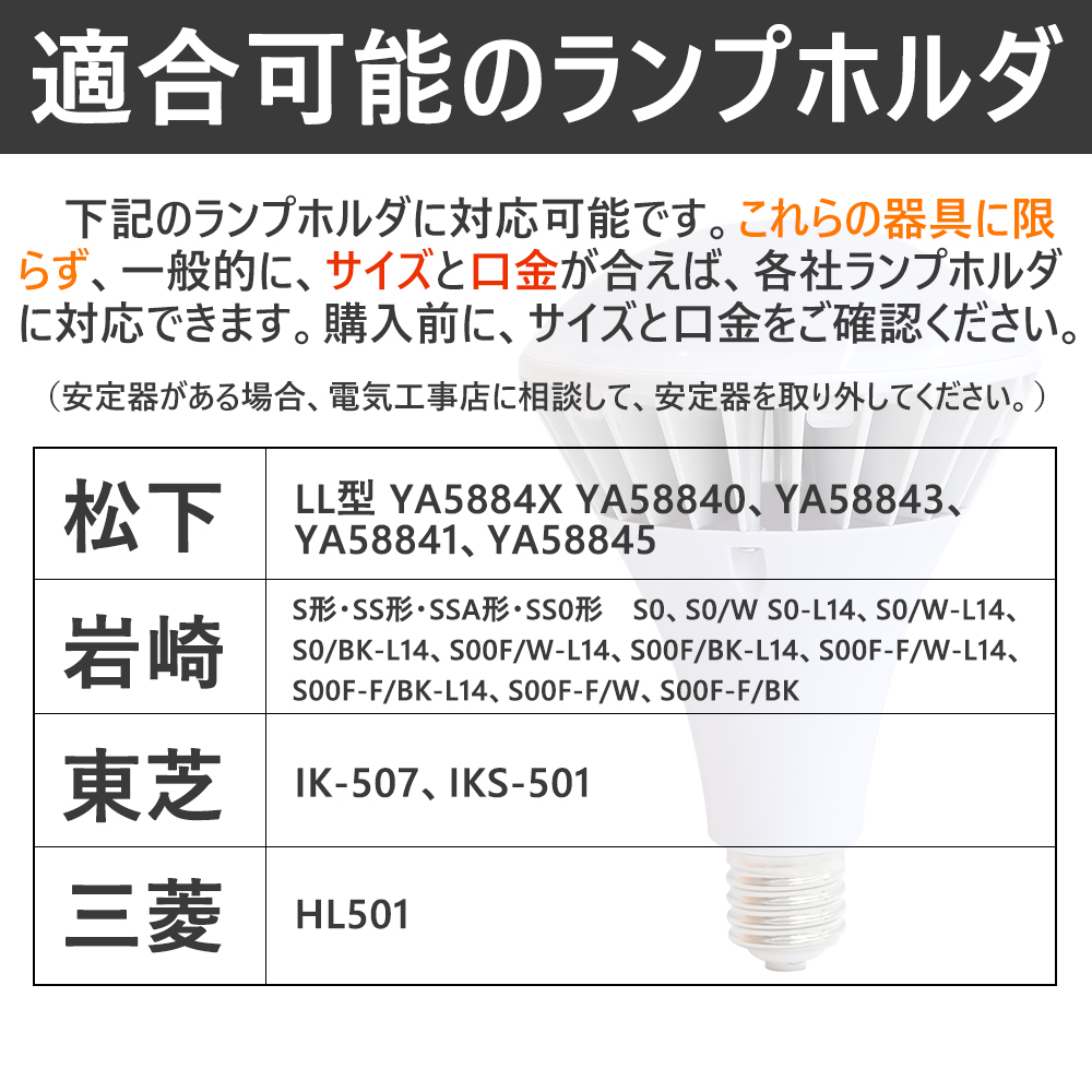 ledバラストレス水銀灯e39 16000lm 100W led電球 レフ球 ip65 防水 雨 1000W相当 ledビーム電球 e39 看板照明  水銀灯からledへ交換 e39 工場用 看板灯【昼白色】 :PAR65-N-E39-H:awagras02 - 通販 - Yahoo!ショッピング