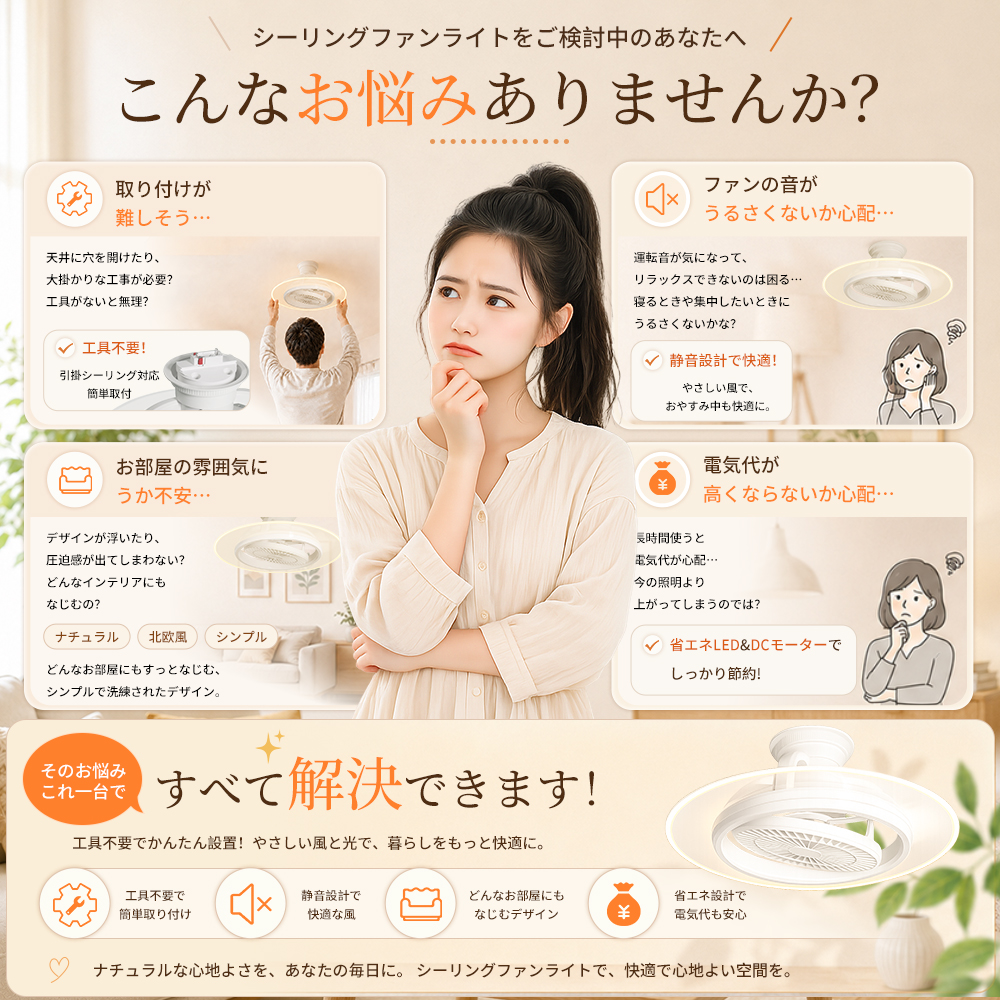 LEDシーリングファンライト 10畳 12畳 導光板 DCモーター 首振り 電気