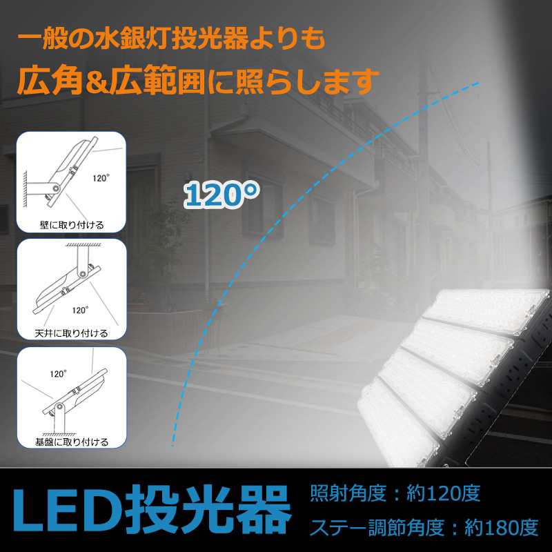 投光器 led 作業灯 LEDワークライト 1200W 屋外用 防水 ハイパワー led投光器 充電式 スタンド IP65 アウトドア 釣り 作業灯 工事現場 看板灯 一年保証 昼白色｜awagras02｜07