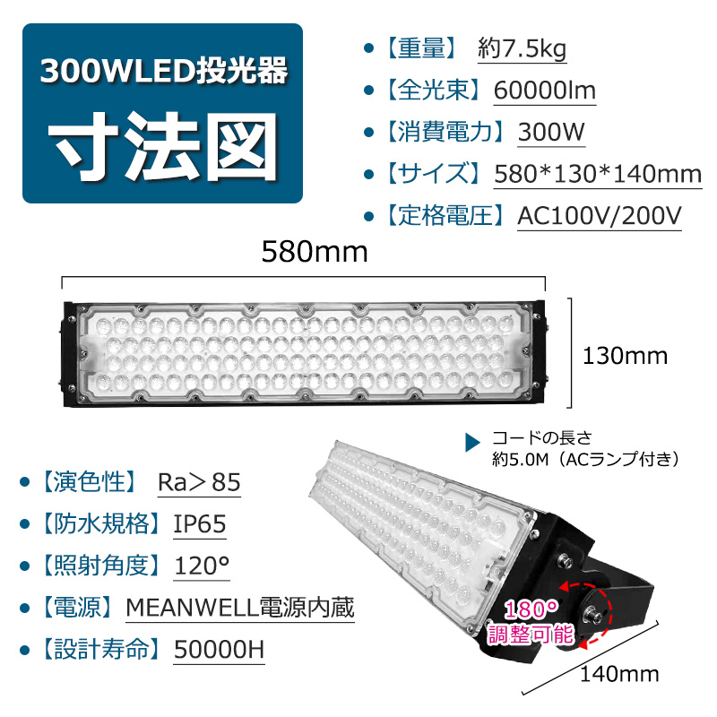 送料無料】1年保証 LED投光器 300W 60000lm 作業灯 LED IP65 広角 照射角度120° ハイパワー 舞台照明 高天井ledライト  取付やすい PSE 工場 倉庫 野外灯 : ledworklight-300w-13cm-zx2 : awagras02 - 通販 -  Yahoo!ショッピング